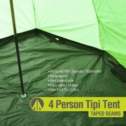 Summit Camping Festival 4 Person Hydrahalt Tipi Tent - GREEN 571046G -CampGear Universe 91p6yzl gvl. ac sl1500 1