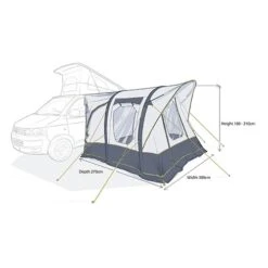 Maypole Clent Compact Air Driveaway Awning For Campervans MP9543 -CampGear Universe 9543 dims