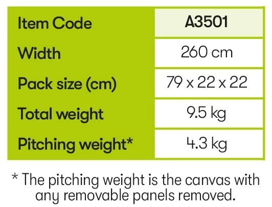 Quest Falcon 260 Poled Porch Awning A3501GY 8 Quest Falcon 260 Poled Porch Awning A3501GY - Image 8