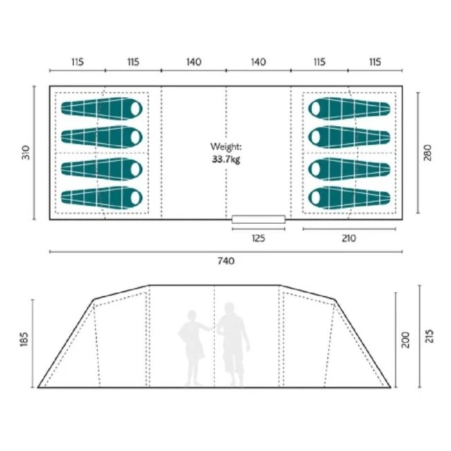 Royal Leisure Buckland 8 Berth Poled Tent W521 Complete With Footprint Groundsheet 3 Royal Leisure Buckland 8 Berth Poled Tent W521 Complete With Footprint Groundsheet - Image 3